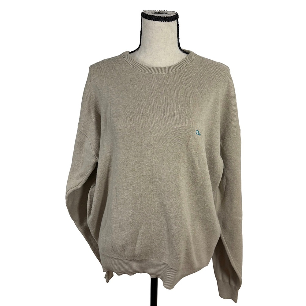 Christian Dior Monsieur Sweater | 90s Beige Cotton Crewneck USA Made